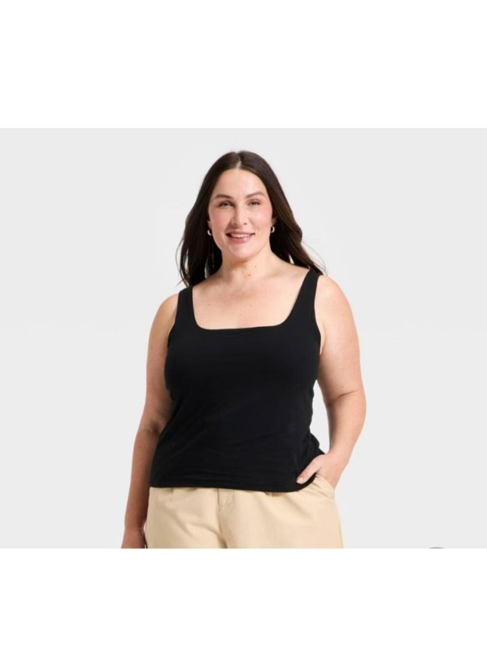 Ava & Viv Plus Size 4X Womens Black Tank Top Built-In Support Soft Stretch